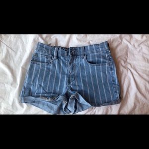 PACSUN Subdued Striped Denim Shortie Shorts 25